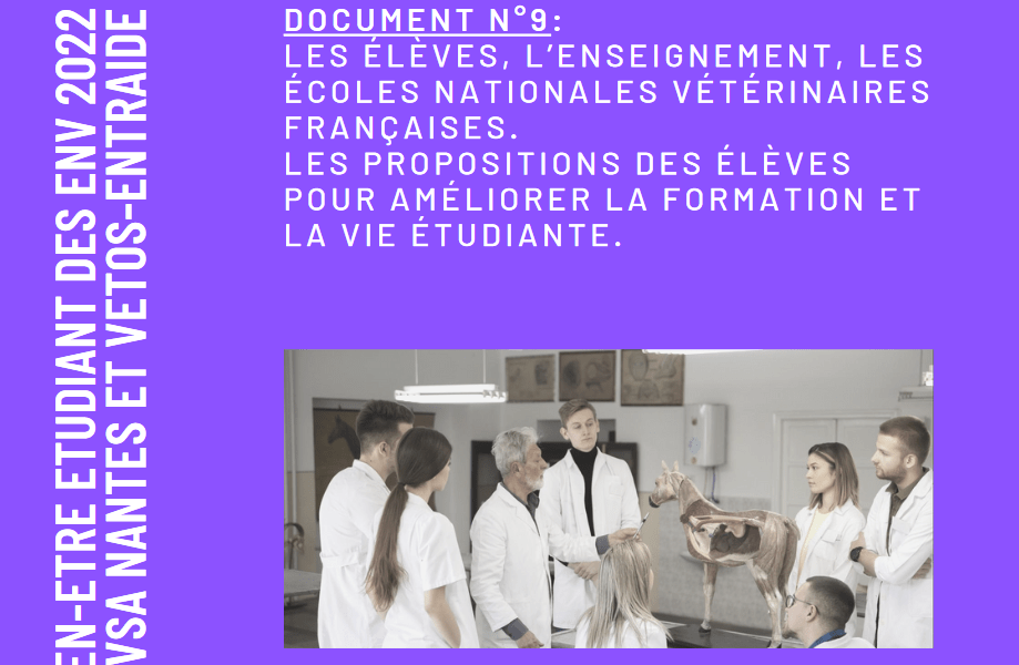 Les élèves, l’enseignement, les écoles nationales vétérinaires françaises.